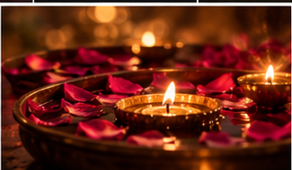 Diyas and rose petals, offerings of devotion